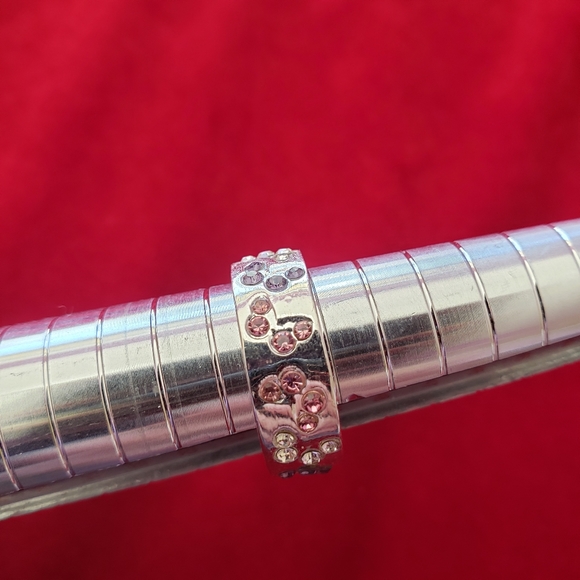 Silver tone Ring with purple and pink rignstone - Picture 2 of 5